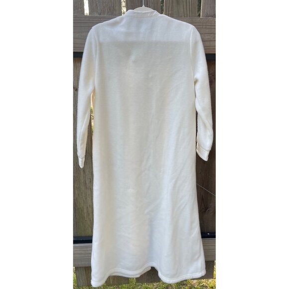 Erika Taylor Intimates White Floral Embroidered Zip-Up Long Robe size Small - Picture 2 of 5